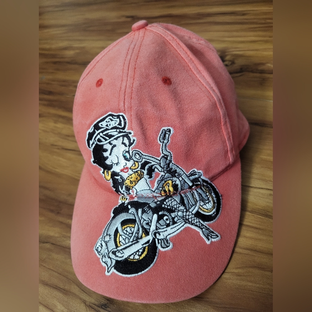 Vintage 2002, Light Red Betty Boop Hat, Motorcycle, Adjustable Hat, Cap